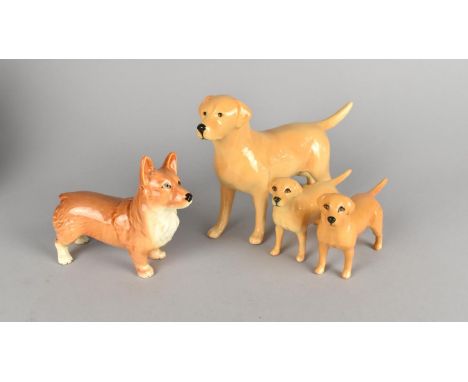 Three Beswick Labradors Together with a Sylvac Corgi