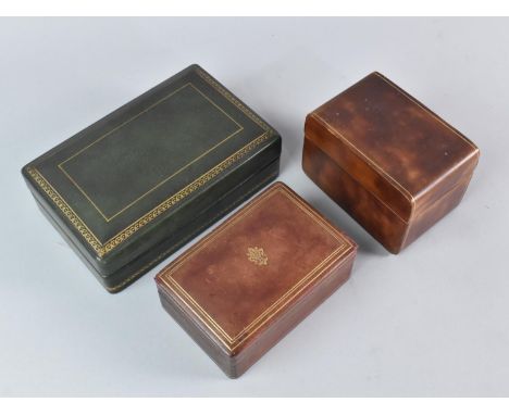 Three Continental Leather Covered Playing Card Boxes