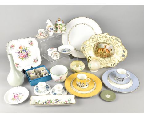 A Collection of Various Ceramics to Comprise Aynsley Pembroke Dish, Penguin, Wedgwood Clementine Candlesticks, Coalport Menu 