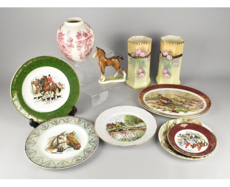 A Collection of Ceramics to Comprise Plates Pair of Gibson &amp; Sons Windsor Art Ware Vase etc
