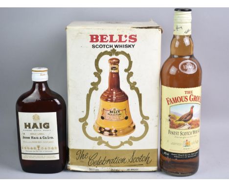 A Single Bottle of Famous Grouse Blended Whisky, Wade Bells Celebration Scotch and a Half Bottle of Haig Gold Label