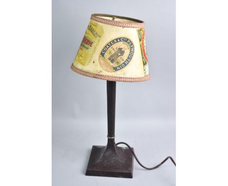 A Vintage Bakelite Table Lamp Base with Shade Having Gin Labels