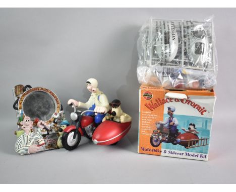 A Boxed Airfix Wallace and Gromit Motorbike and Sidecar Kit together with a Wallace and Gromit Motorcycle and Sidecar Ornamen