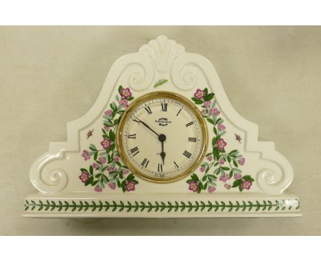 Large Portmeirion Botanical Patterned Mantle Clock: length 32cm 