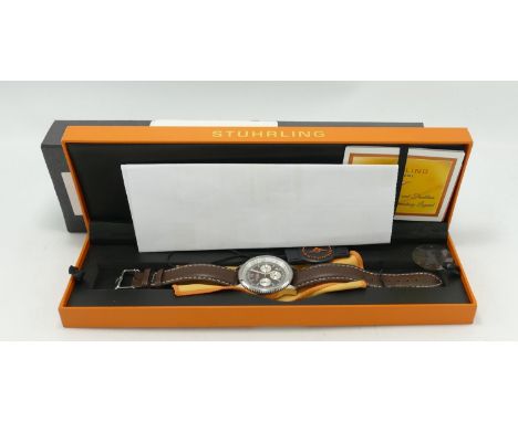Boxed Stuhrling Gents Chronograph Watch: RRP £129  purchased by vendor as part a collection of over 100 watches in future sal
