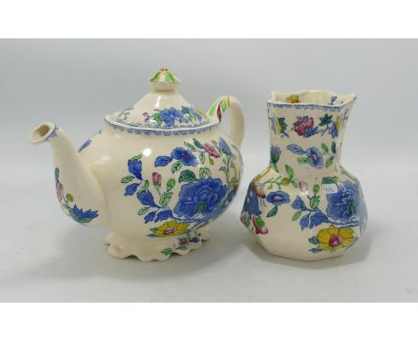 Mason Regency Patterned Teapot &amp; Water Jug: largest 16cm(2) 