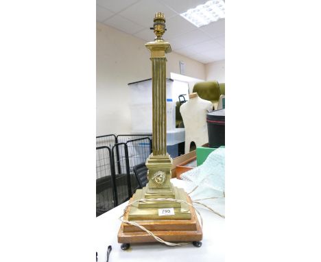 Large Heavy Brass Column Electric Lamp : height 57cm 