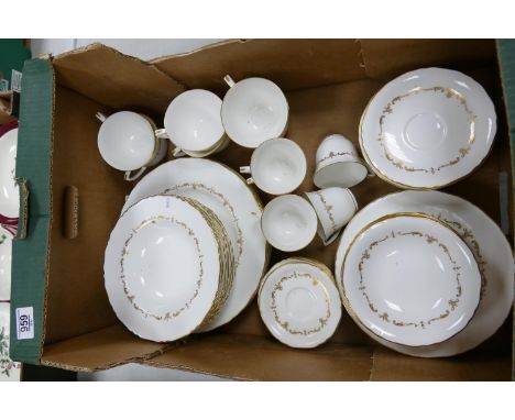 A collection of Royal Worcester Gold Chantilly patterned Tea, Coffee &amp; Dinnerware including, tea cups &amp; saucers, coff