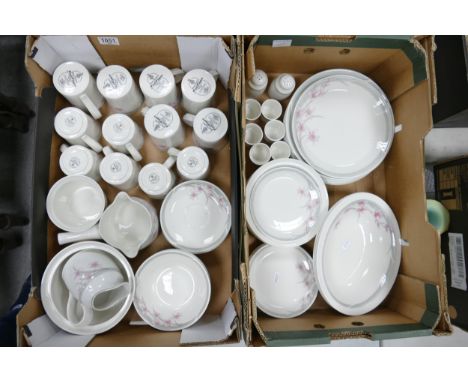 A large collection of Royal Doulton Mayfair patterned dinner ware including: dinner plates, open veg bowls, cups, saucers, mu