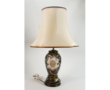 Moorcroft lamp in Gustavia Augusta pattern: Actual lamp base without wooden base or fitting measures 27cm high.  Original Moo