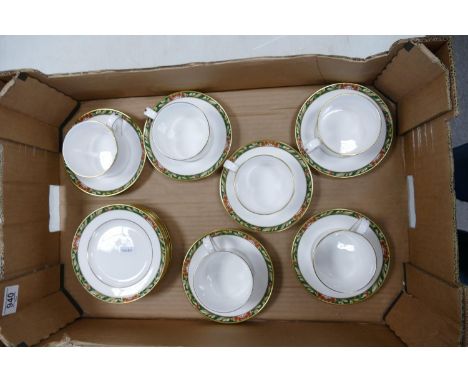 A collection of Spode Tamarind Patterned Coffee Cups, Saucers &amp; Side Plates, 18 pieces 