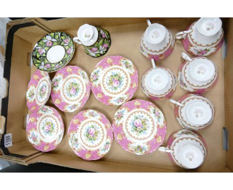 A collection of Royal Albert Lady Carlyle patterned cups &amp; saucers: together with similar Provincial Flowers patterned it