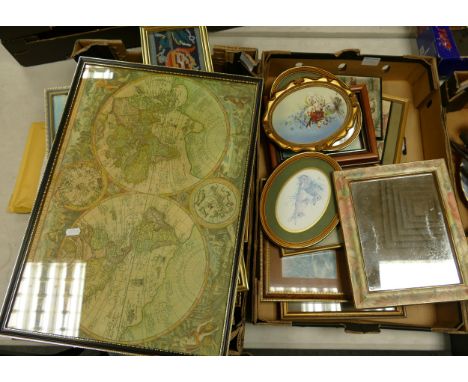 A large collection of framed prints &amp; similar(2 trays) 