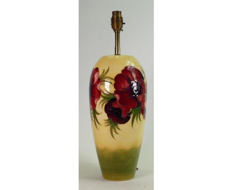 Moorcroft Anemone pattern large lamp base:Measures 32cm excluding fittings. 