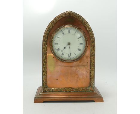 Early 20th Century Copper Brass Mantle Clock: height 23.5cm 