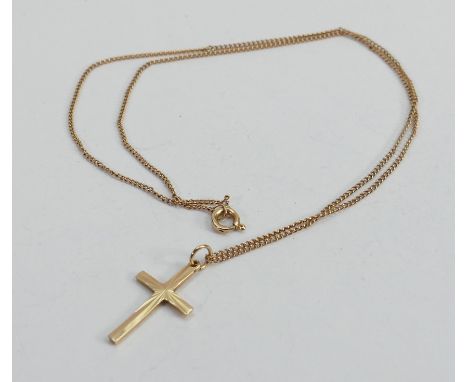 9ct gold cross and 9ct gold chain, 2.5g: 