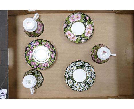 Three Royal Albert Provincial Flowers Patterned Cups &amp; Saucers: 