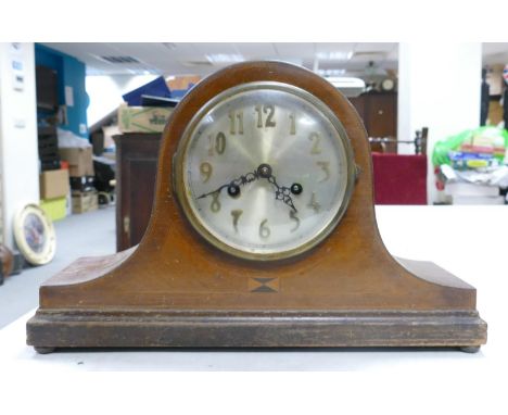 Inlaid Mahogany  Mantle Clock: length 42cm 