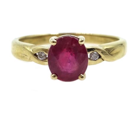 9ct gold ruby and diamond ring, hallmarked  Condition Report Approx 2.6gm, size NClick here for further images, condition, au