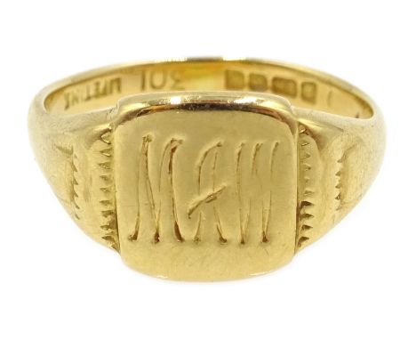 18ct gold signet ring inscribed 'MAW' Birmingham 1991 Condition Report SIZE l-m4.7GMvgcClick here for further images, conditi