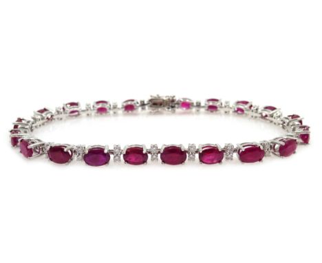 18ct white gold ruby and diamond bracelet, rubies 11 carat, diamond approx 1.3 carat Condition Report Click here for further 