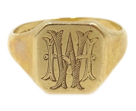 9ct gold signet ring hallmarked Condition Report 6.5gmsize XClick here for further images, condition, auction times & deliver