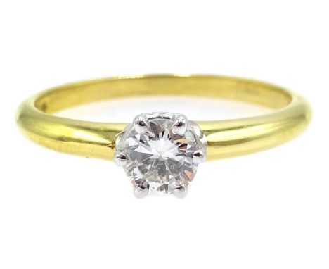 18ct gold single stone diamond ring approx 0.4 carat hallmarked Condition Report size P-Q3gm