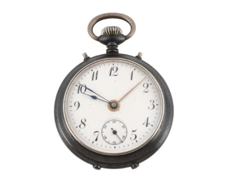  Junghans, a gun metal alarm pocket watch, circa 1911, alarm movement, monometallic balance, flat balance spring, no. 8025, w
