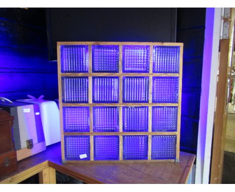 Wooden framed glass block wall light H67cm W67cm D9cm approx&nbsp;