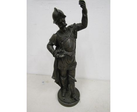 A Spanish warrior figure forming a stairwell light (was once part of a pair) light part is missing 45cmH