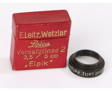 Ernst Leitz Wetzlar Leica lens attachment, Vorsatzlinse 2 3,5/5cm, Elpik, housed in original packaging