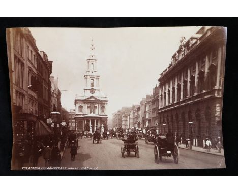 James Valentine (1815-1880) - an albumen print depicting the strand and Somerset House, marked 5405 J.V to the bottom, 20cm x