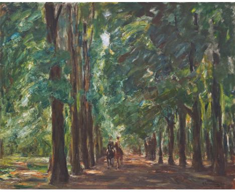 (See English version below)Max Liebermann (1847 – Berlin – 1935). „Reiter in der Allee bei Sakrow“. 1924Öl auf Leinwand.  95&