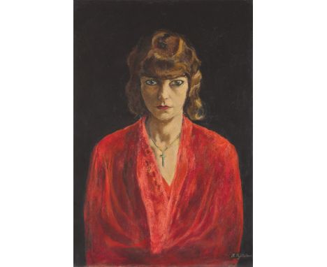 (See English version below)Rudolf Schlichter (Calw 1890 – 1955 München). Speedy in roter Bluse. Um 1938Öl auf Leinwand.  90&n
