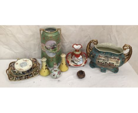 A quantity of Oriental ceramics to inc Noritaki vases, plates etc