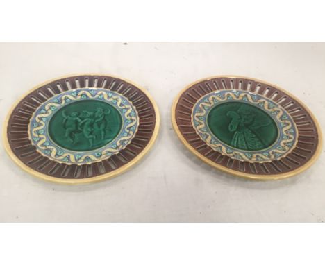 A pair of 19th century majolica Wedgwood plates