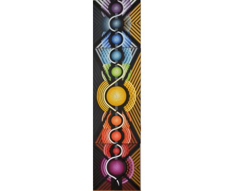 JOHN HOPWOODChakras IIIOil on canvasTitle label on the back1996153 x 38cm   Condition report:  John Hopwood 1942-2015, was an