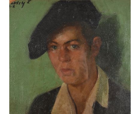 GERMANY ELEMER(?)Portrait of István Szegedi SzütsOil on paperIndistinctly signed and datedDescriptive label on the back191237