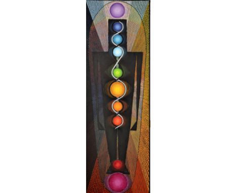 JOHN HOPWOODChakras IOil on canvasTitle label on the back1996137 x 46cm   Condition report:  John Hopwood 1942-2015, was an a