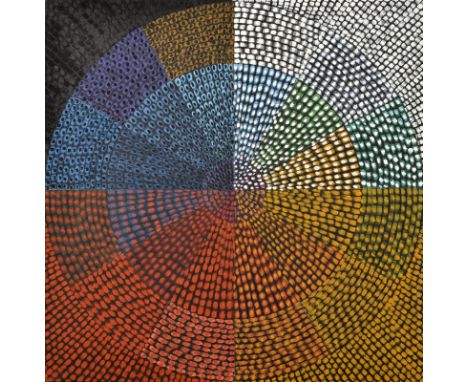 JOHN HOPWOODMedicine Wheel 1Oil on canvasTitle label on the back63 x 63cm   Condition report:  John Hopwood 1942-2015, was an