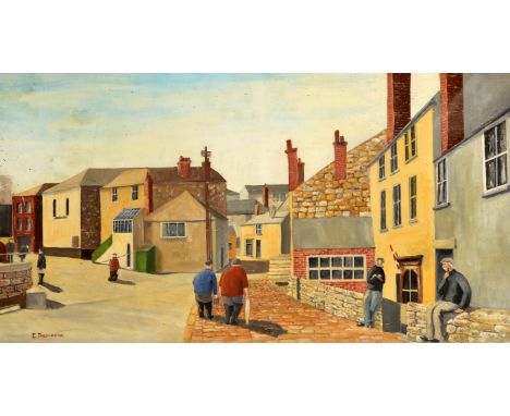 EDWARD TREVORROW Dobles Wall, St Ives Oil on board Signed 45.5 x 85.5cm Together with a sketch book of pencil and pen studies