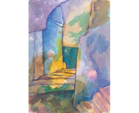   STEINER, HEINRICH  STEINER, HEINRICH   1911 Kaiserslautern - 2009 Rom      Titel: "Treppe zum Meer".    Technik: Aquarell a