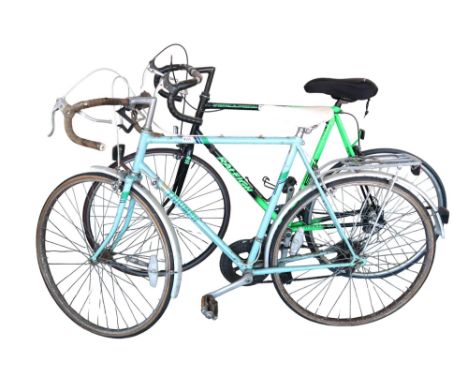 A lot comprising a Triumph tubular steel framed racing bicycle, 23 inches from seat post to crank and later Raleigh "Pro Race