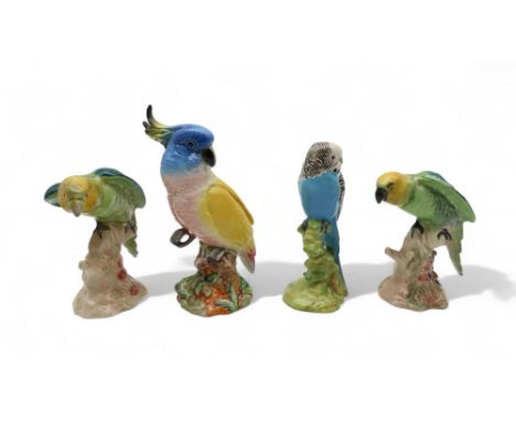 Beswick Cockatiel, a Budgie and two Parakeets Condition Report:Available upon request