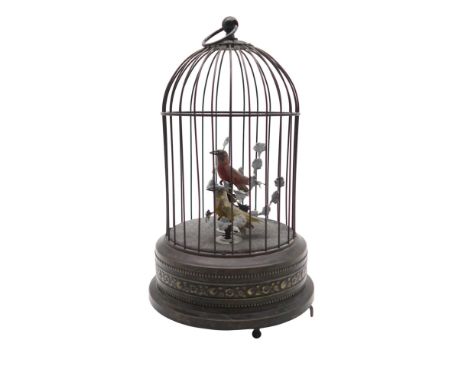 A reproduction birdcage clockwork automaton in the style of Bontems, standing approx. 26cm in height Condition Report:Availab