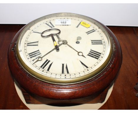 A 19th Century circular wall clock with plain white enamel dial (made up)