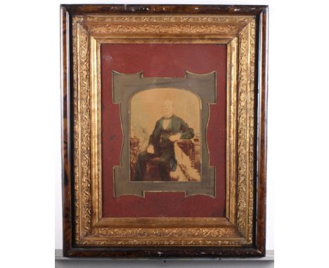 A pair of Victorian portrait photographs of Victor Hugo and Mary Anne Hugo, in gilt frames with glazed outer cases