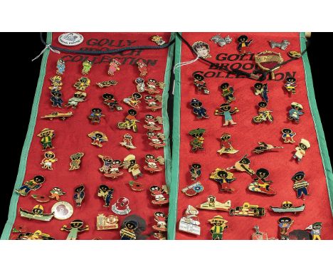 Golly Brooch Collection - Badges on two felt hangers, 80+, together with assorted other badges. Notice from the the-saleroom.