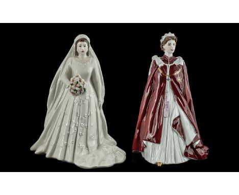 Two Porcelain Figures comprising Royal Worcester In Celebration of the Queen's 80th Birthday Figure and Her Majesty Queen Eli