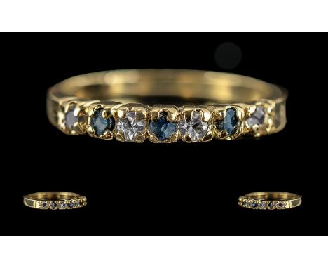 antique period ladies 18ct gold sapphire and diamond set ring. not marked but tests gold. ring size m. weight 1.4 grams. shan